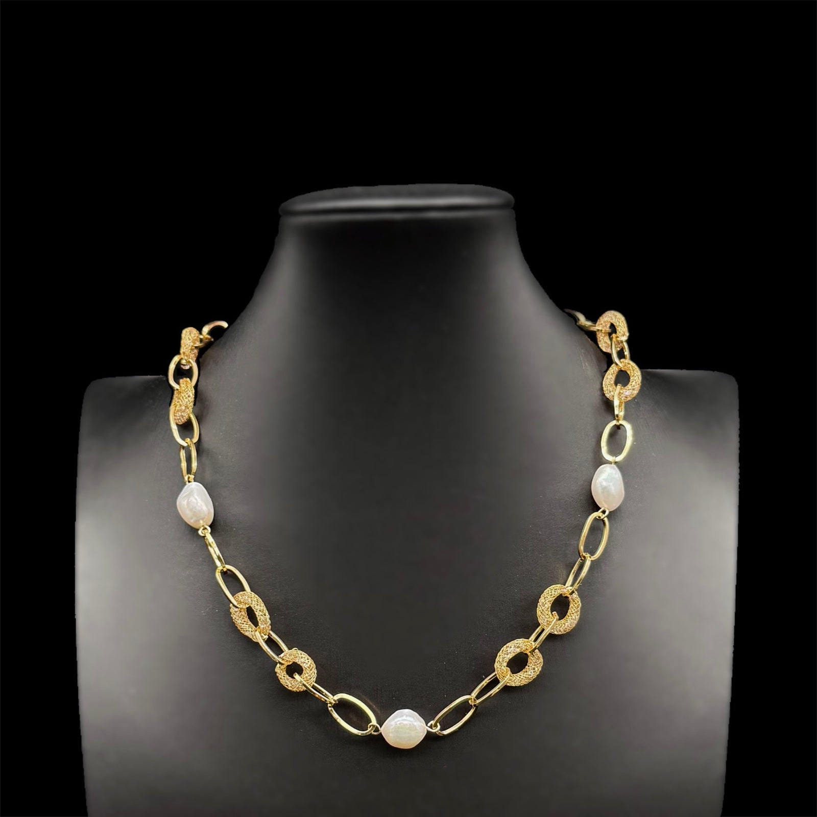Baroque Pearl Oval Cable Chain Necklace - Rama - Akuna Pearls