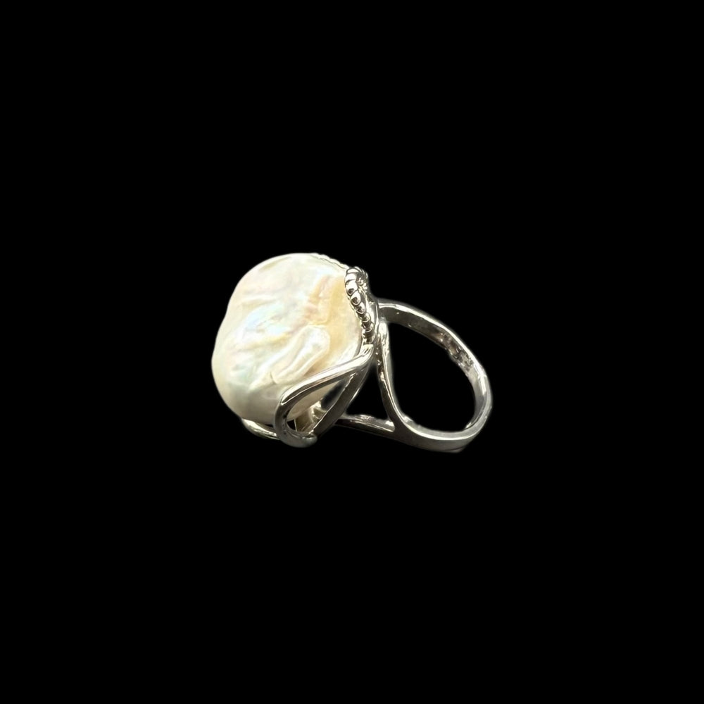 Baroque Pearl Adjustable Silver Ring - Ego - Akuna Pearls