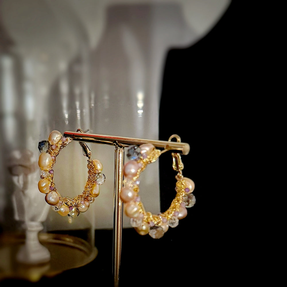 Baroque Pearl Hoop Earrings - Hanako - Akuna Pearls