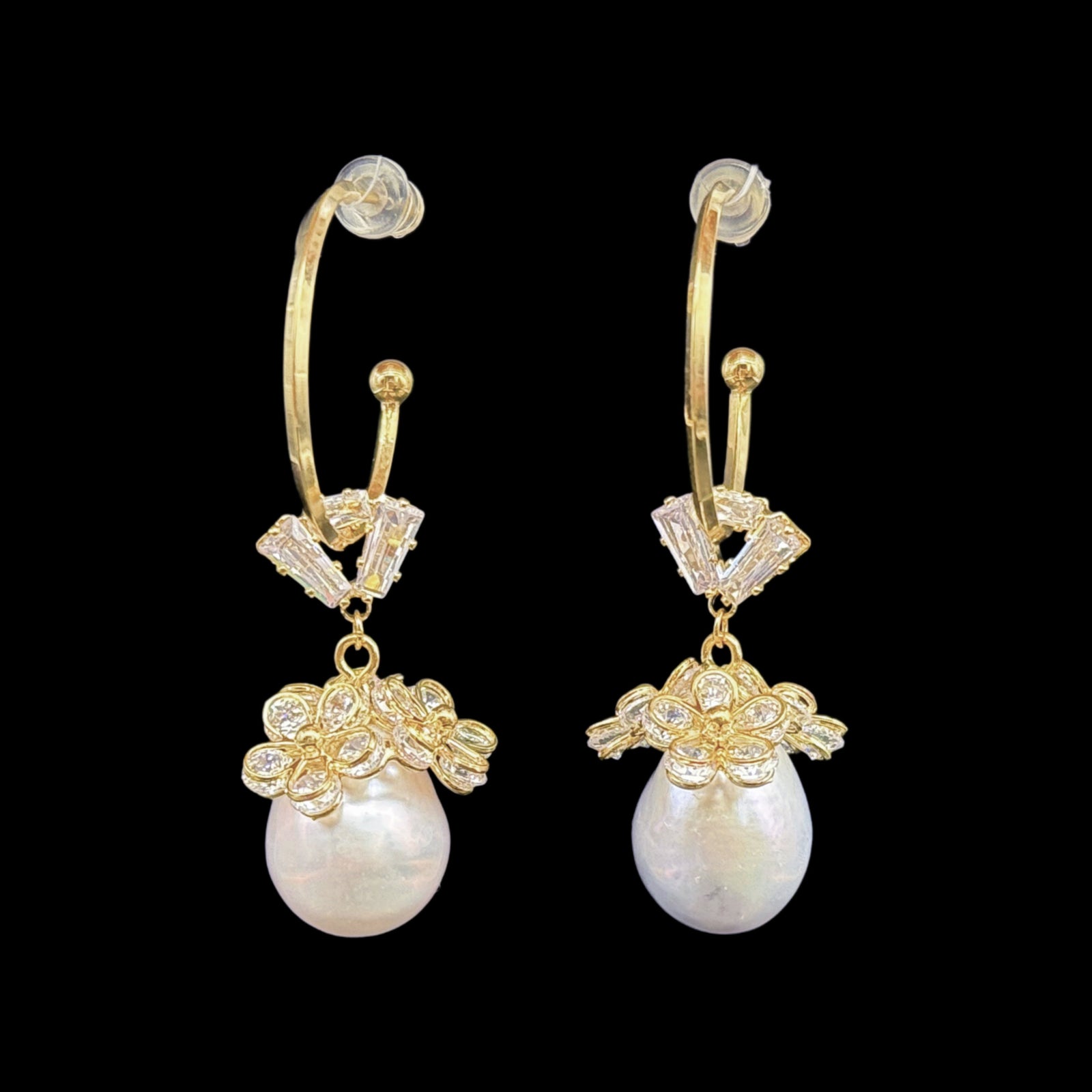 Baroque Pearl Open Hoop Stud Earrings - Blossom - Akuna Pearls