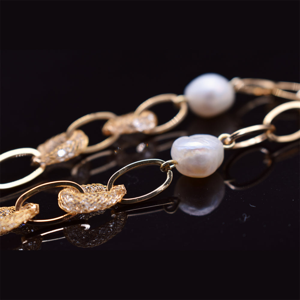 Baroque Pearl Oval Cable Chain Necklace - Rama - Akuna Pearls