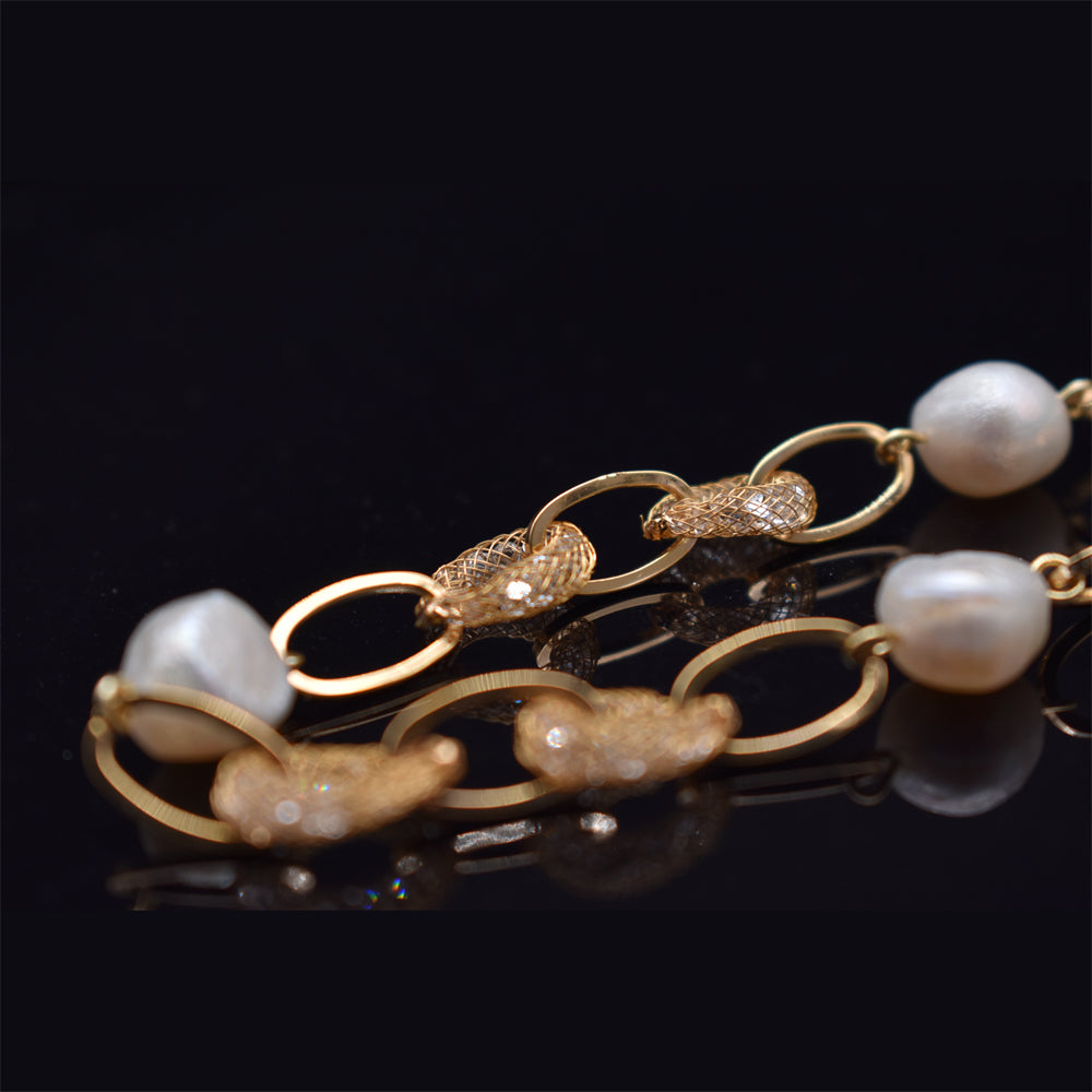 Baroque Pearl Oval Cable Chain Necklace - Rama - Akuna Pearls
