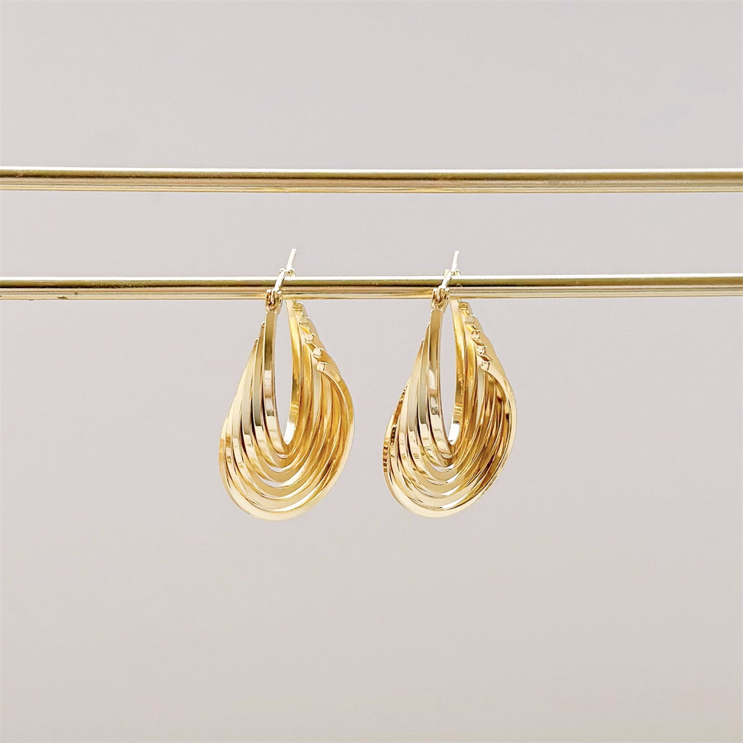 Minimal Titanium Waterproof Hoop Earrings - Chunky Waves - Akuna Pearls
