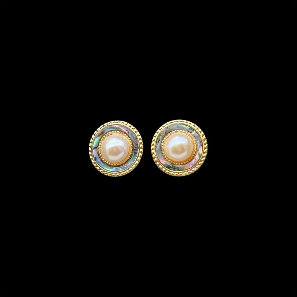 Freshwater Pearl Abalone Shell Stud Earrings - Noah - Akuna Pearls