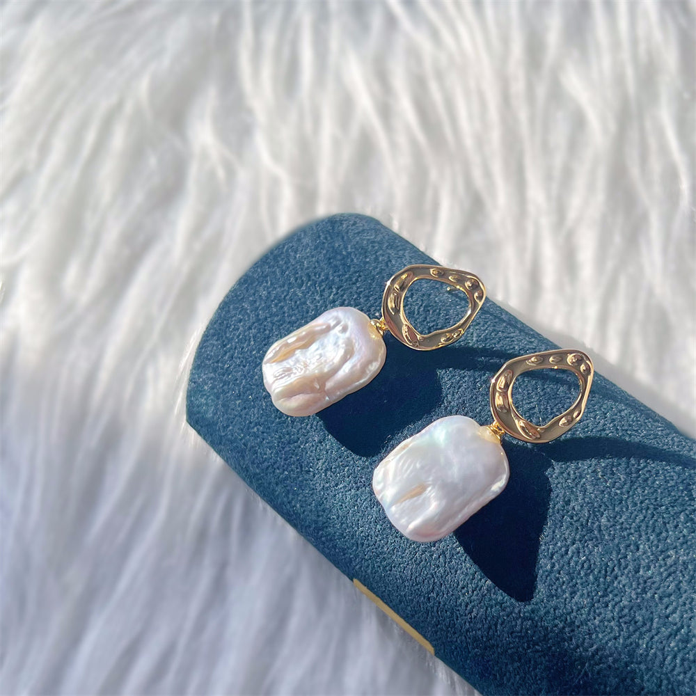 Baroque Pearl Drop Stud Earrings - Zoe - Akuna Pearls