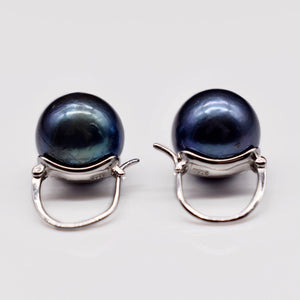 Freshwater Pearl Black Pearl Hoop Earrings - Quinn - Akuna Pearls