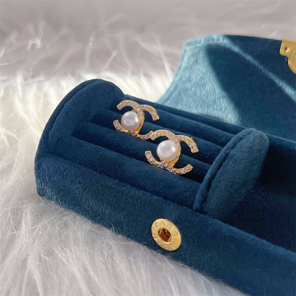 Freshwater Pearl Cubic Zirconia Stud Earrings - Coco - Akuna Pearls