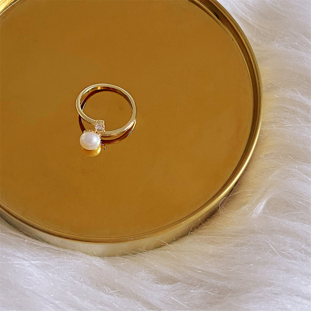 Freshwater Pearl Open Ring - CZ - Akuna Pearls