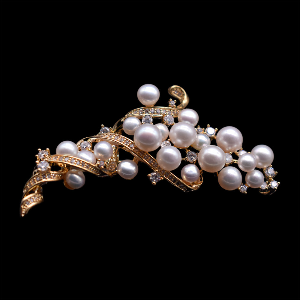 Luxury Freshwater Pearl Brooch - Tornado - Akuna Pearls