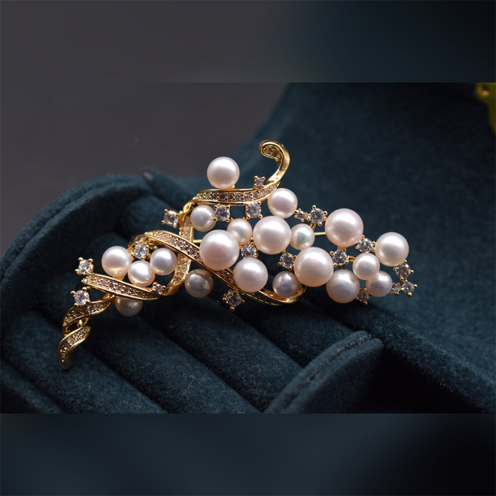 Luxury Freshwater Pearl Brooch - Tornado - Akuna Pearls