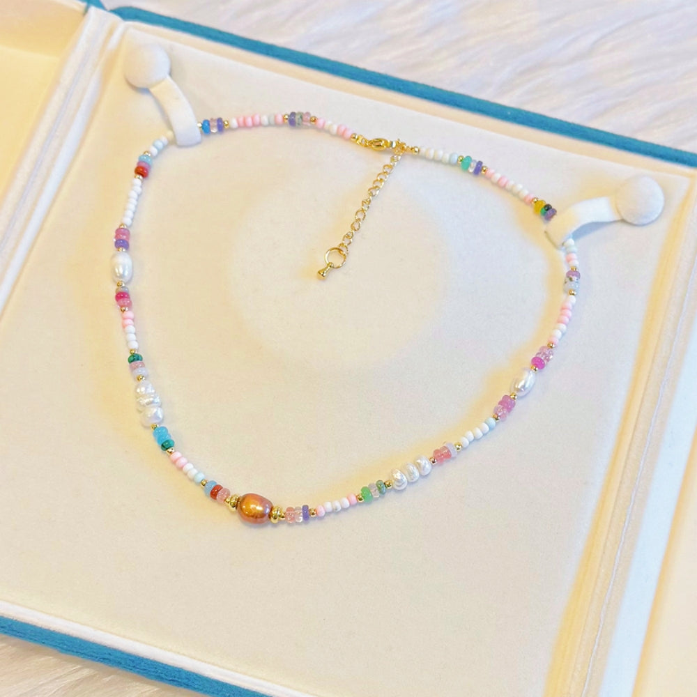 Freshwater Pearl and Gemstone Necklace - Verna - Akuna Pearls