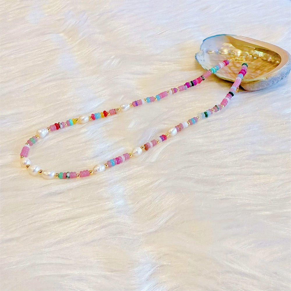 Freshwater Pearl and Gemstone Necklace - Verna - Akuna Pearls