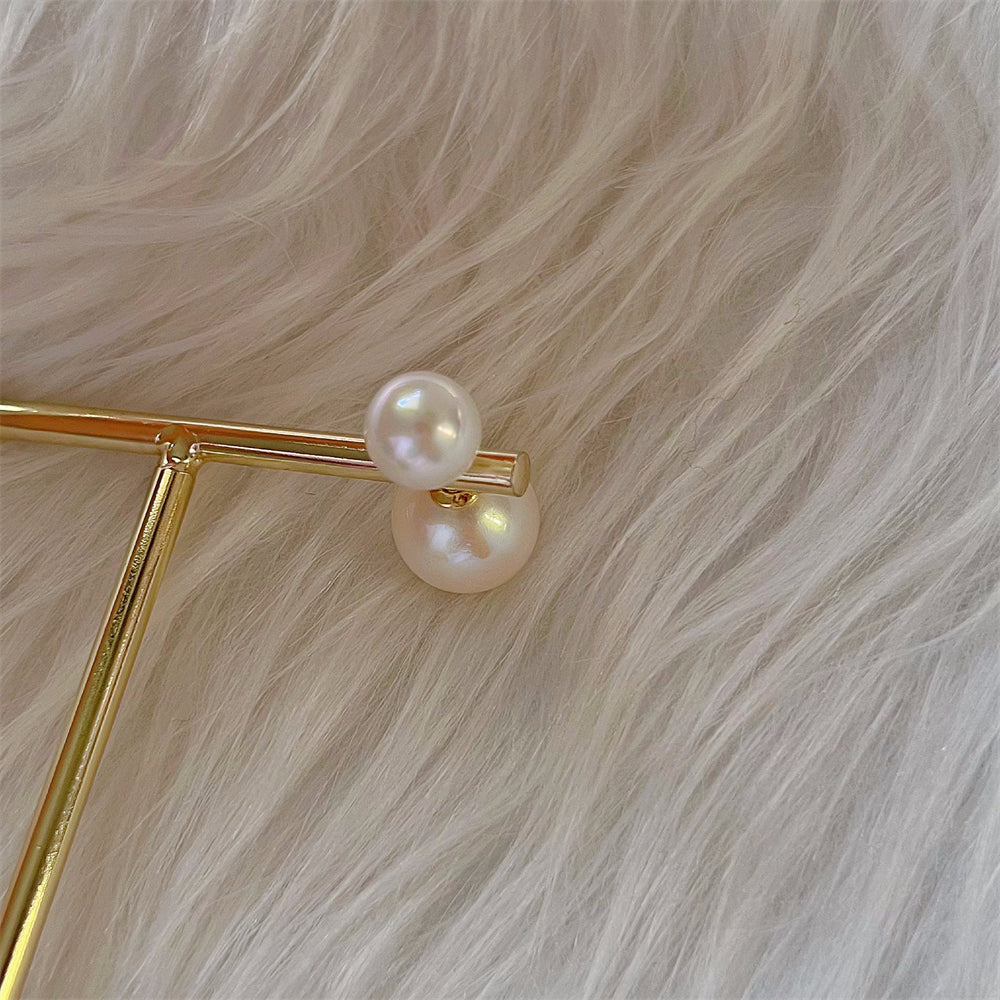Shell Pearl Front & Back Double Pearl Earrings - Dua - Akuna Pearls