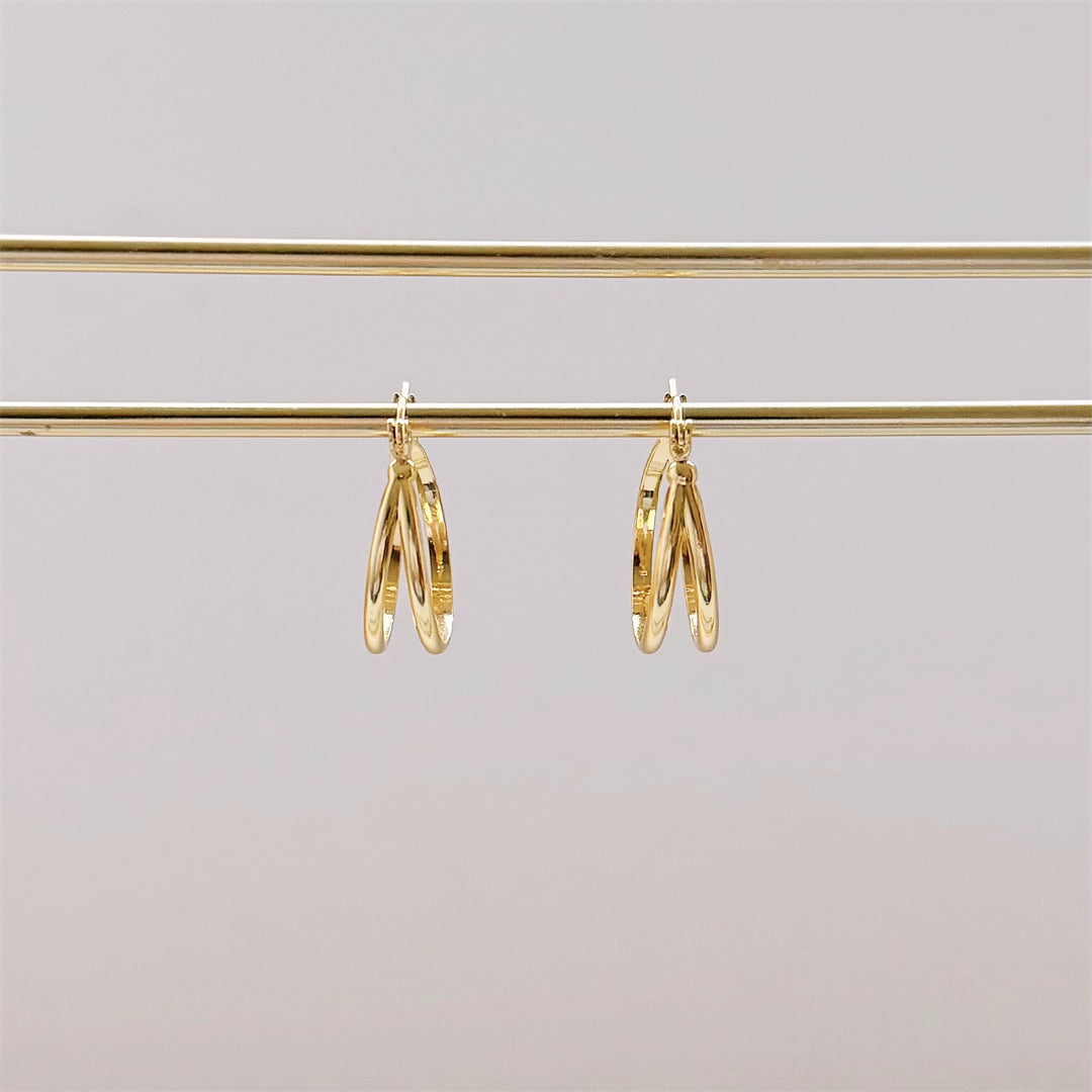 Minimal Titanium Waterproof Hoop Earrings - Small Double Hoop - Akuna Pearls