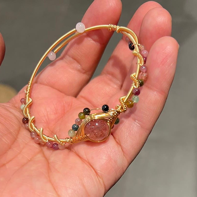 Tourmaline Wire Bangle - Leila - Akuna Pearls