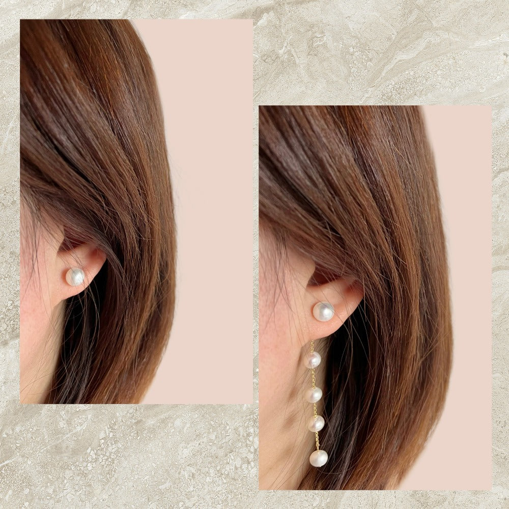 Freshwater Pearl Long Drop Jacket Earrings - Lonore - Akuna Pearls