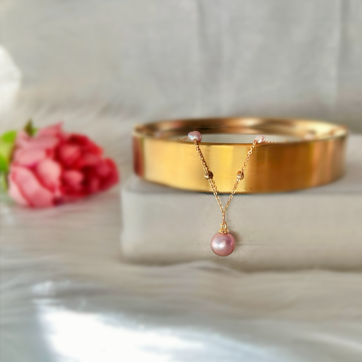 Freshwater Pearl Station Necklace - Lonore - Akuna Pearls