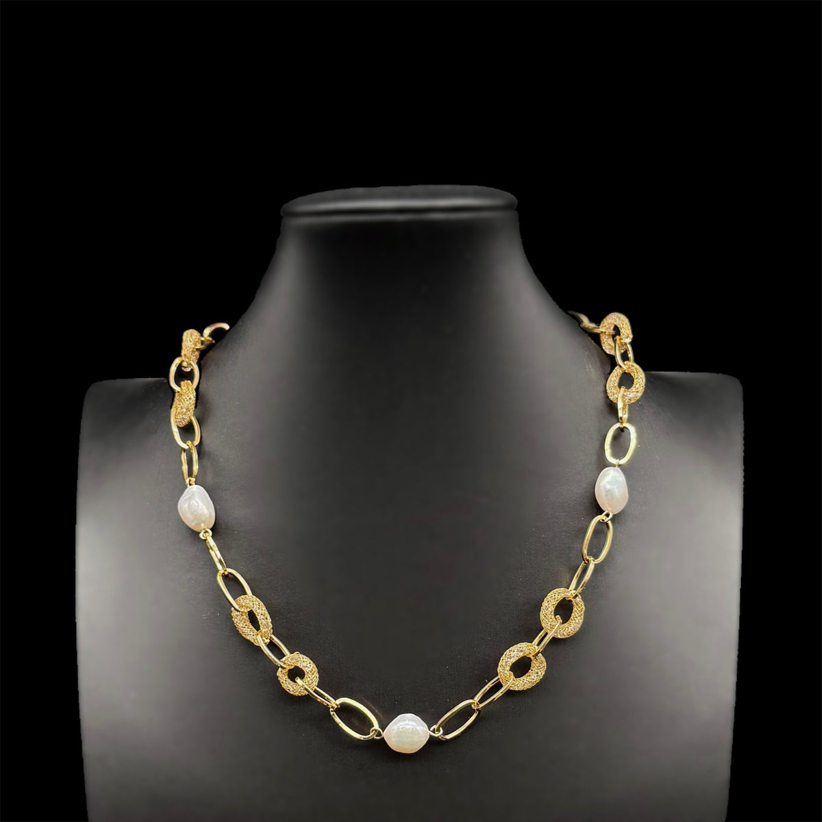 Baroque Pearl Oval Cable Chain Necklace - Rama - Akuna Pearls