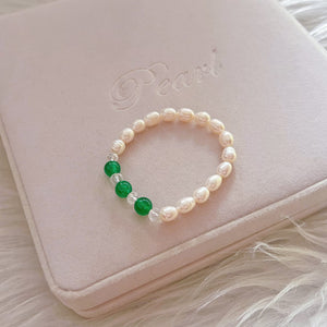 Freshwater Pearl Bracelet - Green Agate - Akuna Pearls