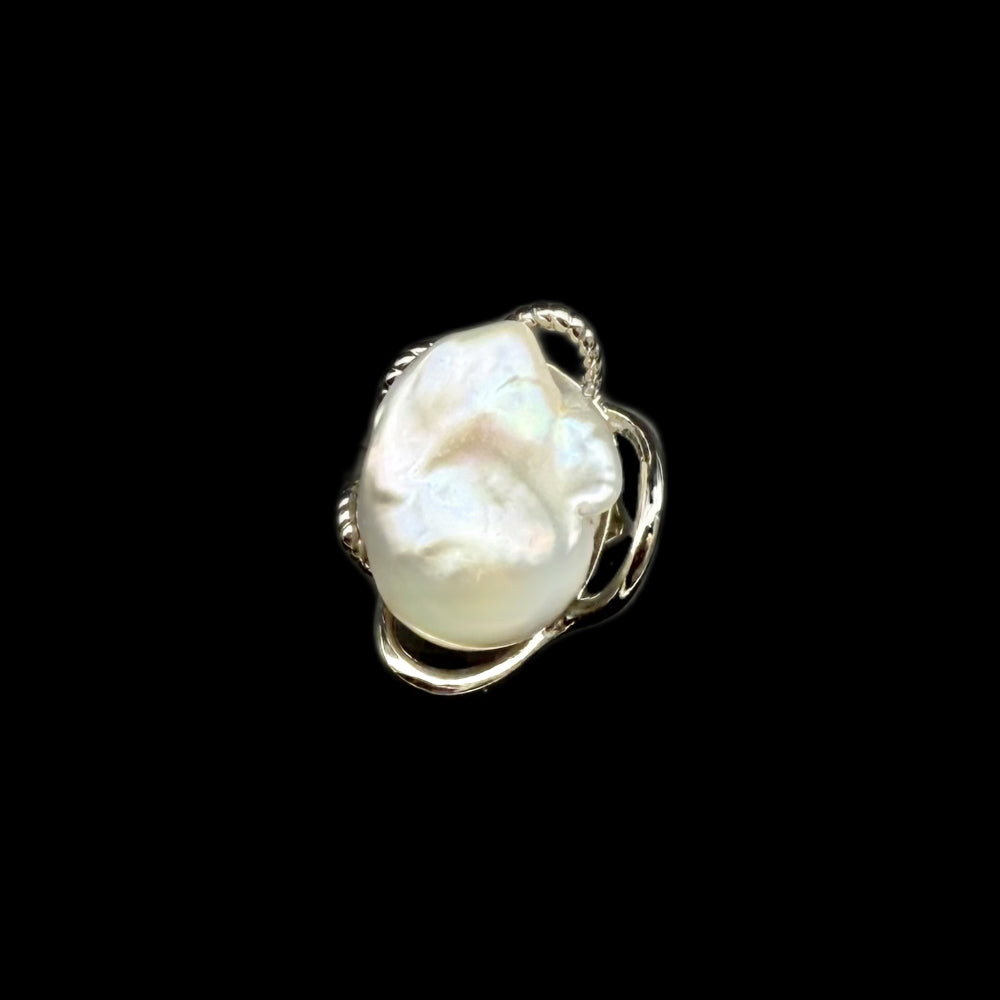 Baroque Pearl Adjustable Silver Ring - Ego - Akuna Pearls