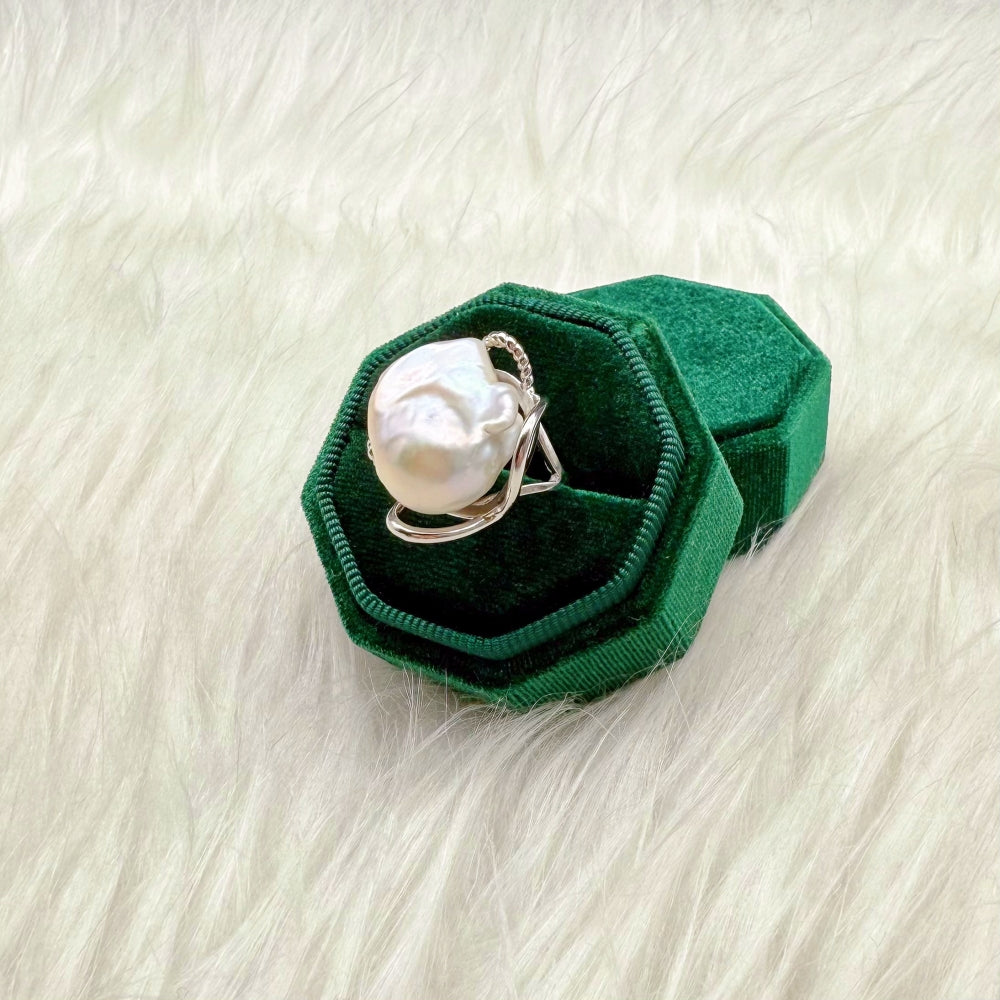 Baroque Pearl Adjustable Silver Ring - Ego - Akuna Pearls