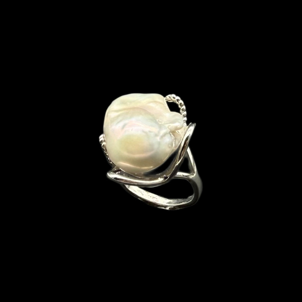 Baroque Pearl Adjustable Silver Ring - Ego - Akuna Pearls