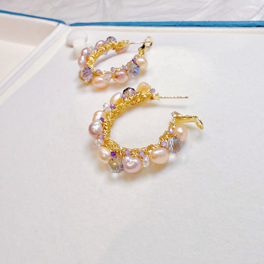 Baroque Pearl Hoop Earrings - Hanako - Akuna Pearls