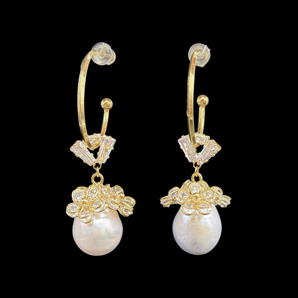 Square Pearl Dangle Earrings - Faux Pearl Drop Studs For Women's Everyday Wear