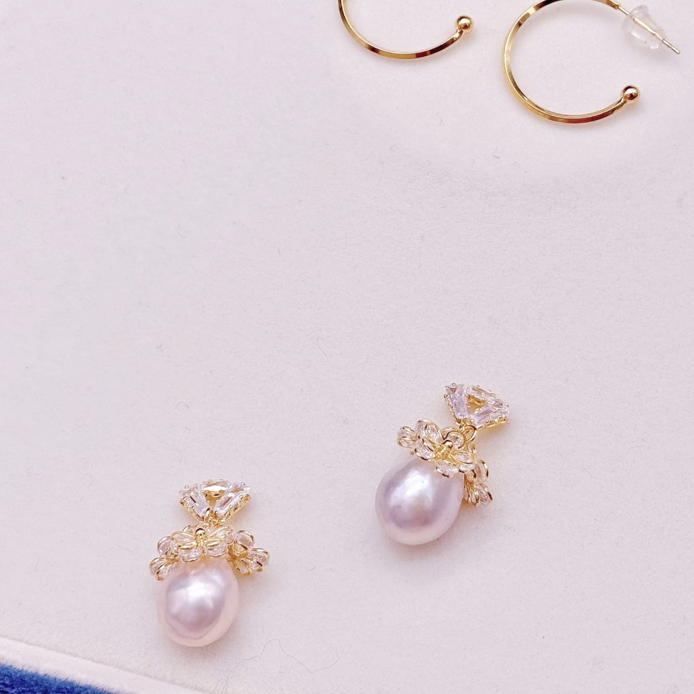 Baroque Pearl Open Hoop Stud Earrings - Blossom - Akuna Pearls