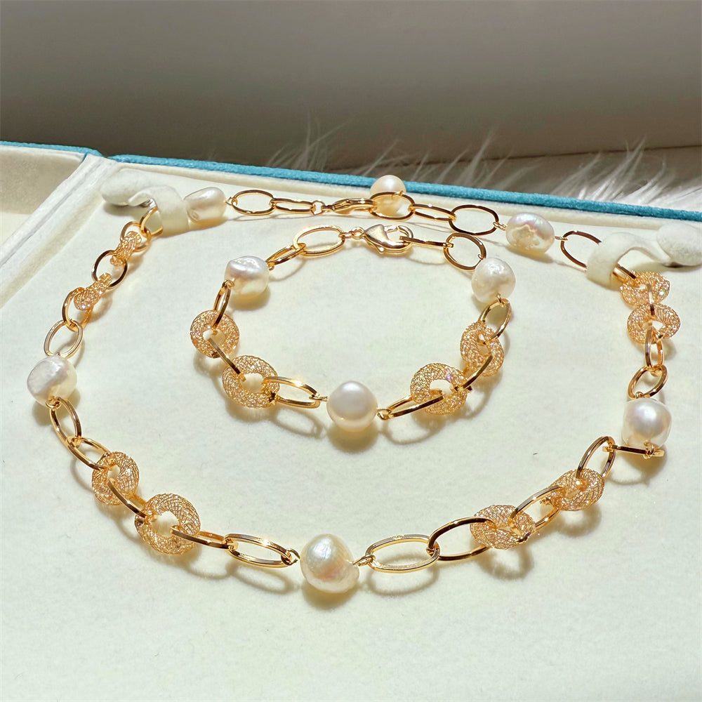 Baroque Pearl Oval Cable Chain Necklace - Rama - Akuna Pearls