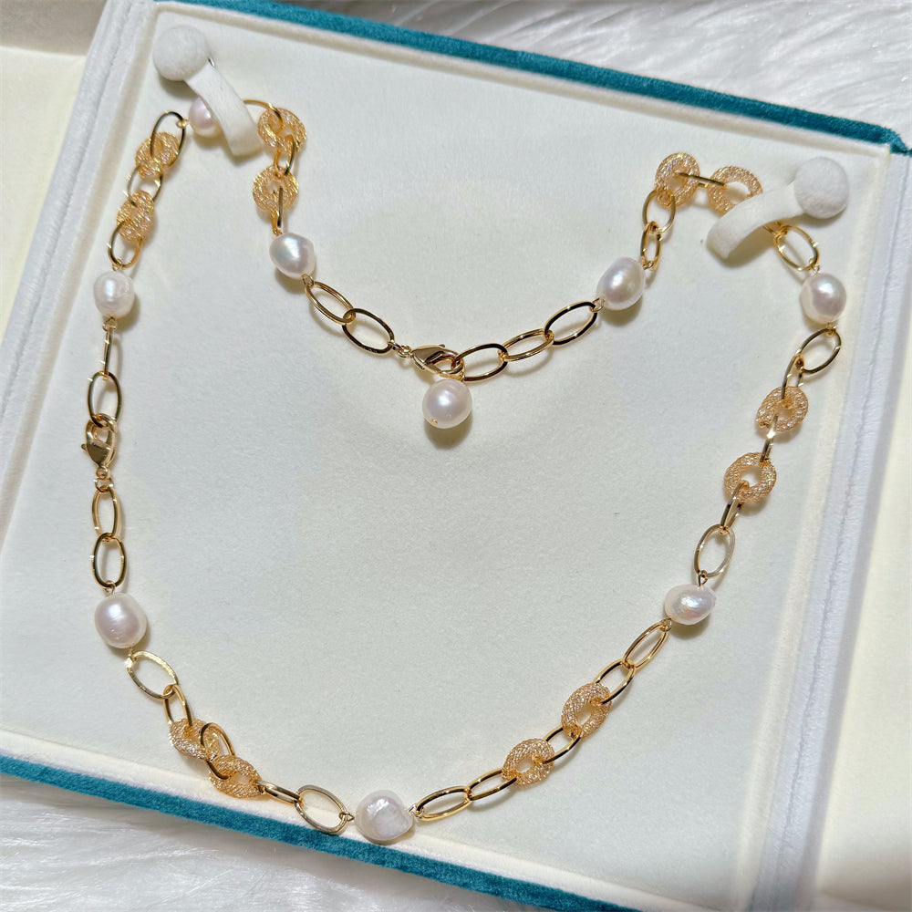 Baroque Pearl Oval Cable Chain Necklace - Rama - Akuna Pearls