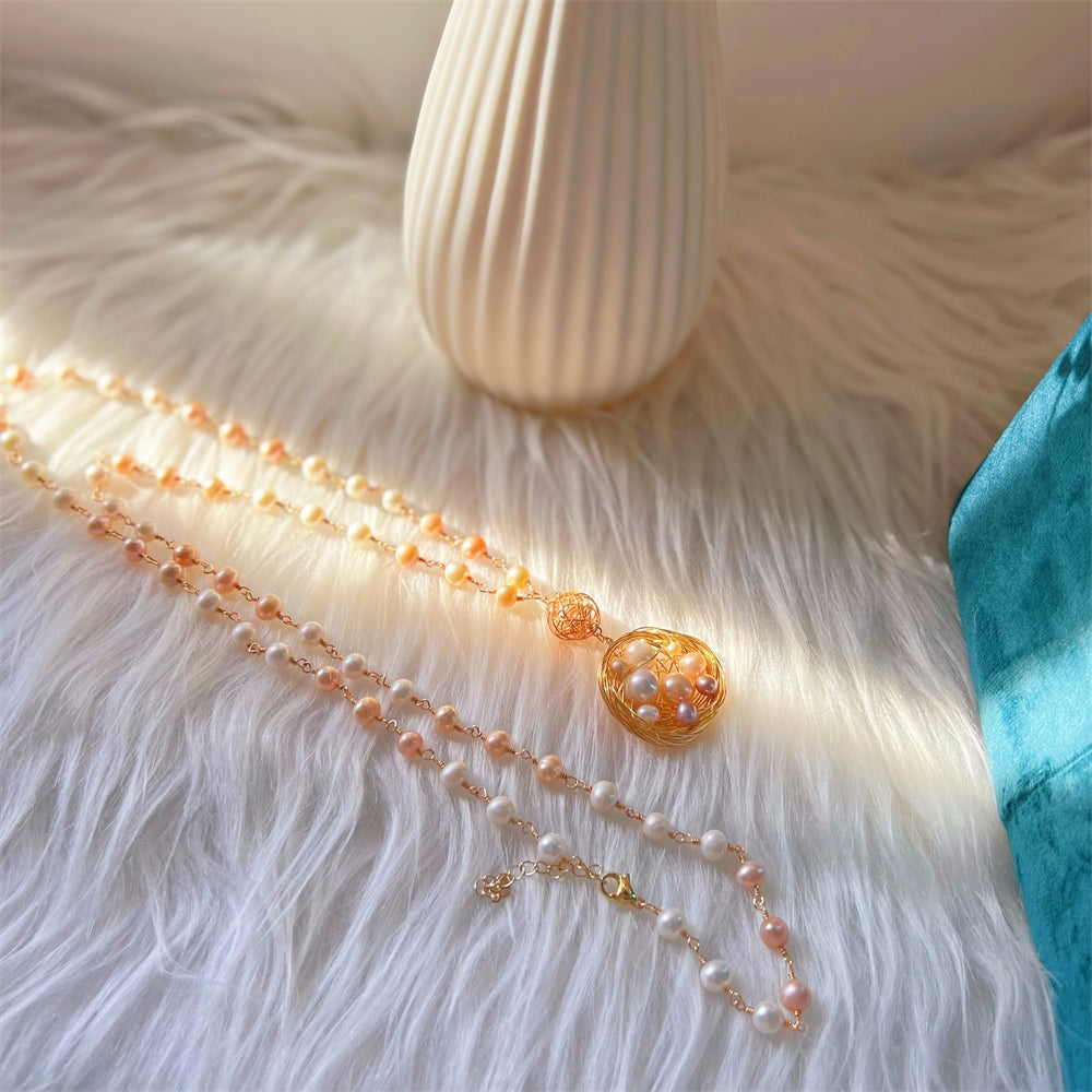 Freshwater Pearl Long Necklace - Big Nest - Akuna Pearls