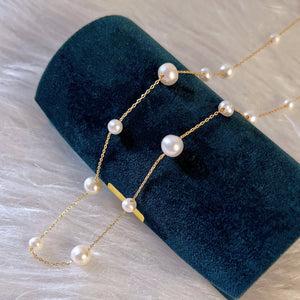 Freshwater Pearl Station Necklace - Carla - Akuna Pearls