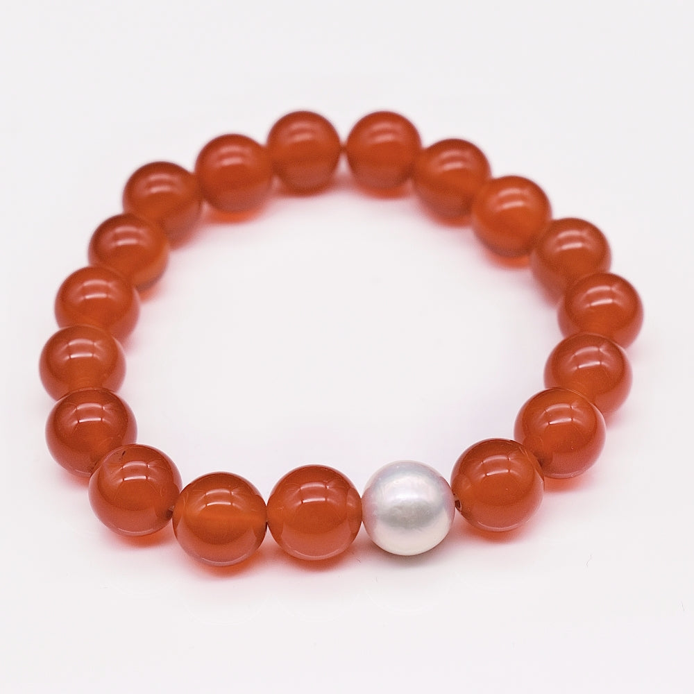 Freshwater Pearl & Natural Stone Bracelet - Carnelian - Akuna Pearls