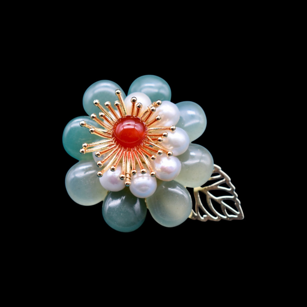 Collector's Freshwater Pearl Brooch - Jade Blossom