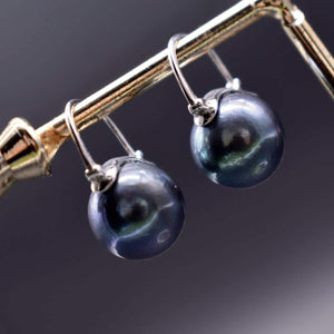 Freshwater Pearl Black Pearl Hoop Earrings - Quinn - Akuna Pearls