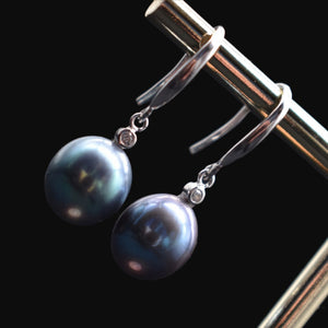 Freshwater Pearl Black Pearl Earrings - Orli - Akuna Pearls