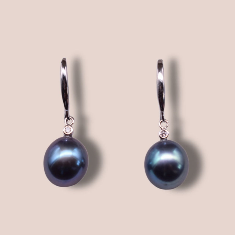 Freshwater Pearl Black Pearl Earrings - Orli - Akuna Pearls