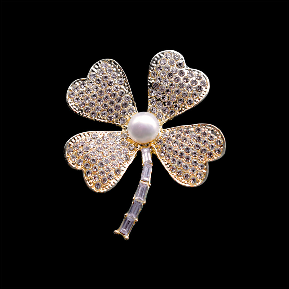 Freshwater Pearl Brooch - Clover - Akuna Pearls