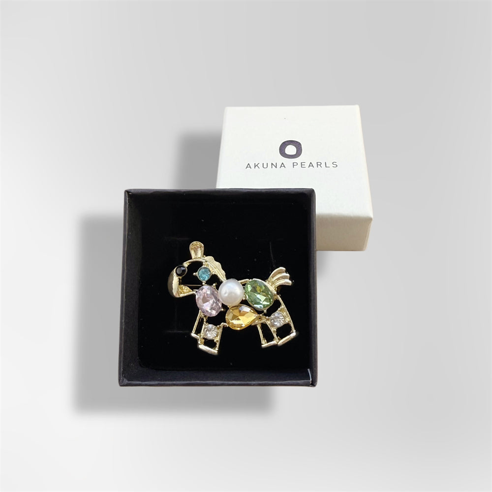 Freshwater Pearl Brooch - Colourful Pony - Akuna Pearls