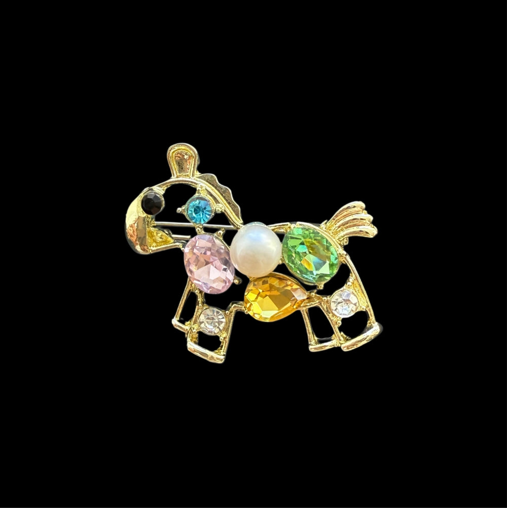 Freshwater Pearl Brooch - Colourful Pony - Akuna Pearls