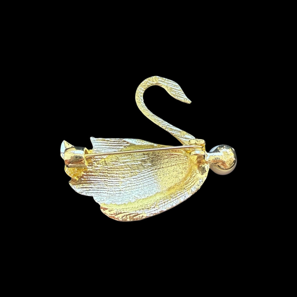 Freshwater Pearl Brooch - Downy Green Swan - Akuna Pearls