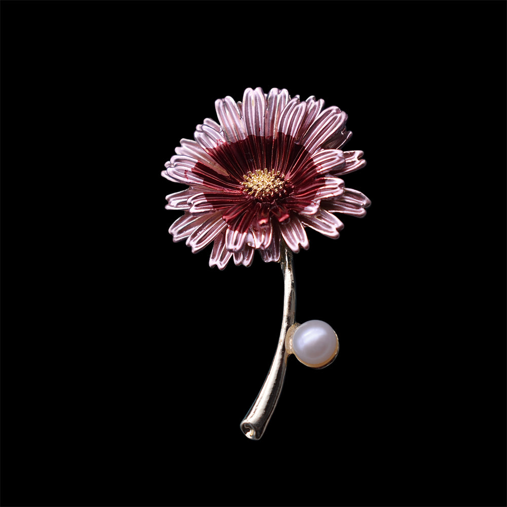 Freshwater Pearl Brooch - Gerbera - Akuna Pearls