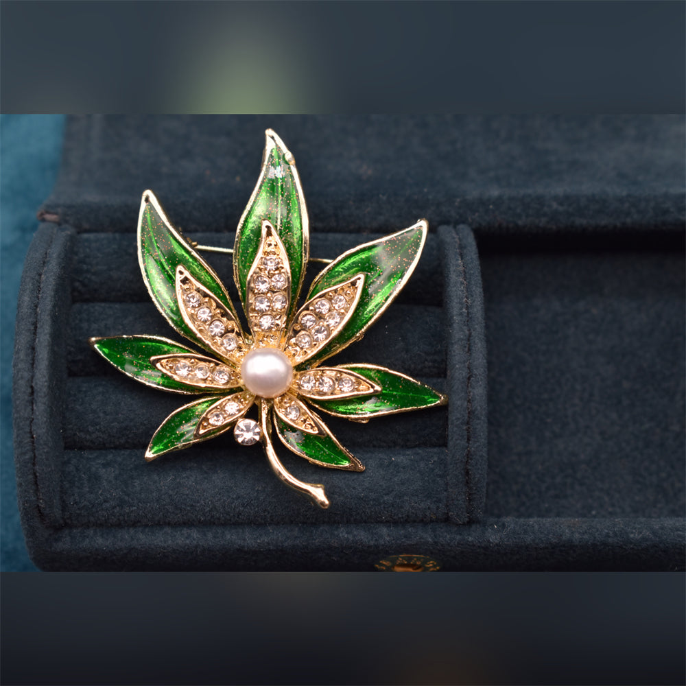 Freshwater Pearl Brooch - Palm Leaf - Akuna Pearls