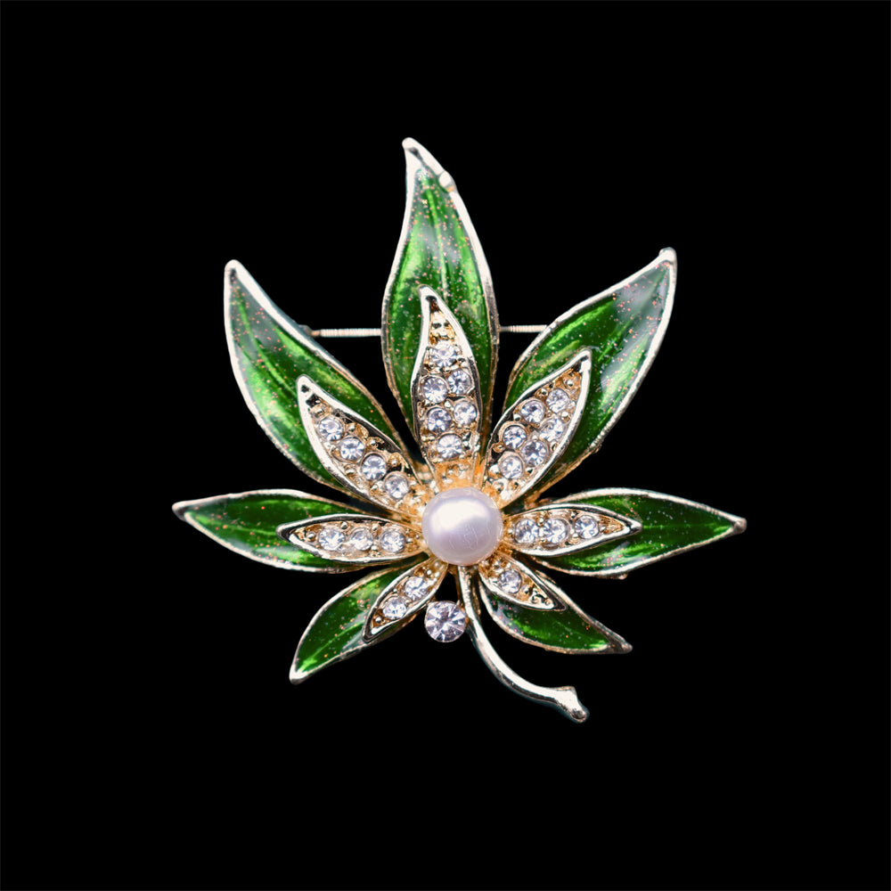 Freshwater Pearl Brooch - Palm Leaf - Akuna Pearls