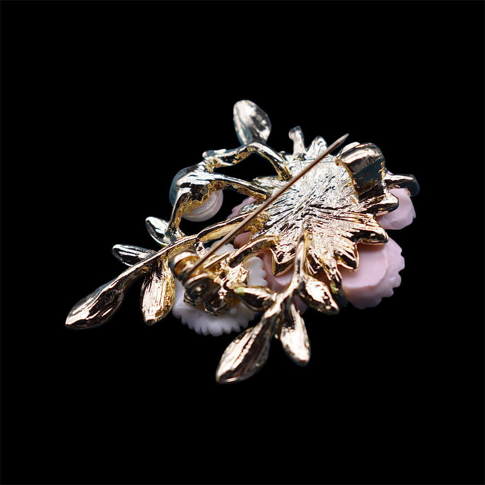 Freshwater Pearl Brooch - Pink Peach Blossom - Akuna Pearls