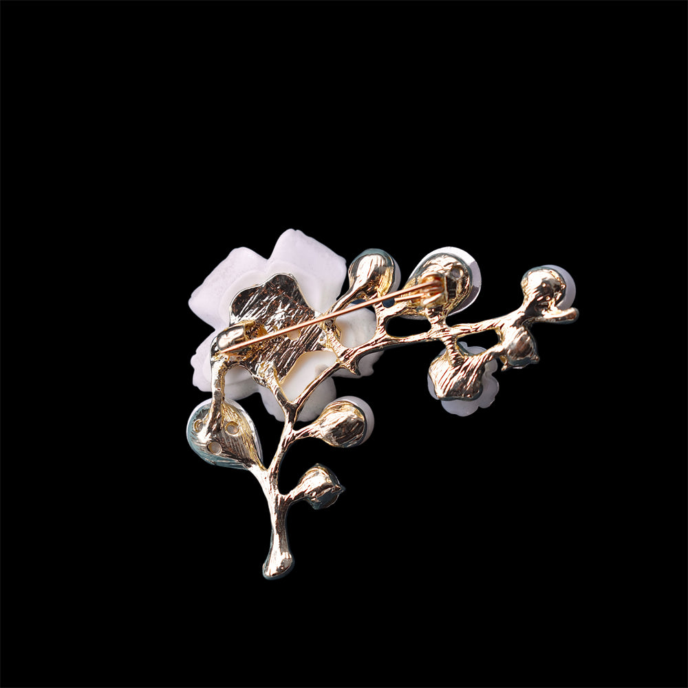 Freshwater Pearl Brooch - White Peach Blossom - Akuna Pearls