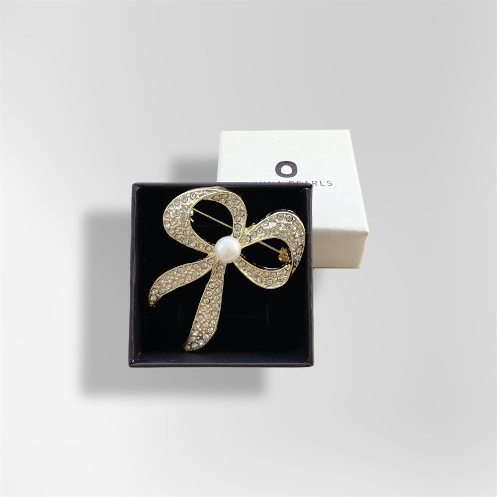 Freshwater Pearl Brooch - Bow - Akuna Pearls