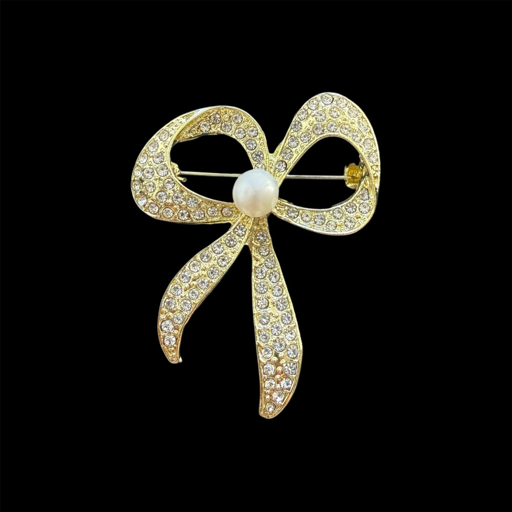 Freshwater Pearl Brooch - Bow - Akuna Pearls