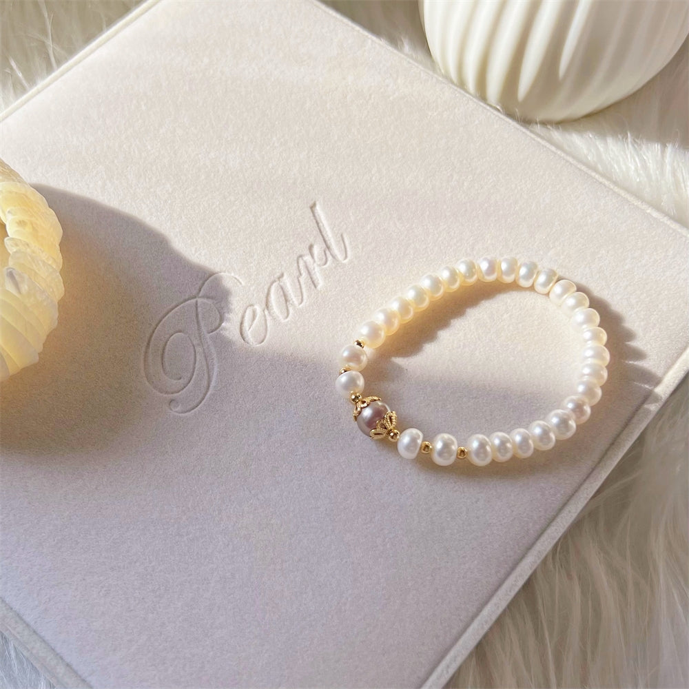 Freshwater Pearl Elastic Bracelet - Grape - Akuna Pearls
